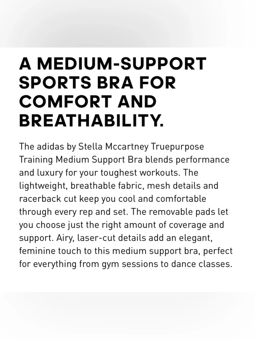 NWT Stella McCartney x Adidas True Purpose sports‎ bra black